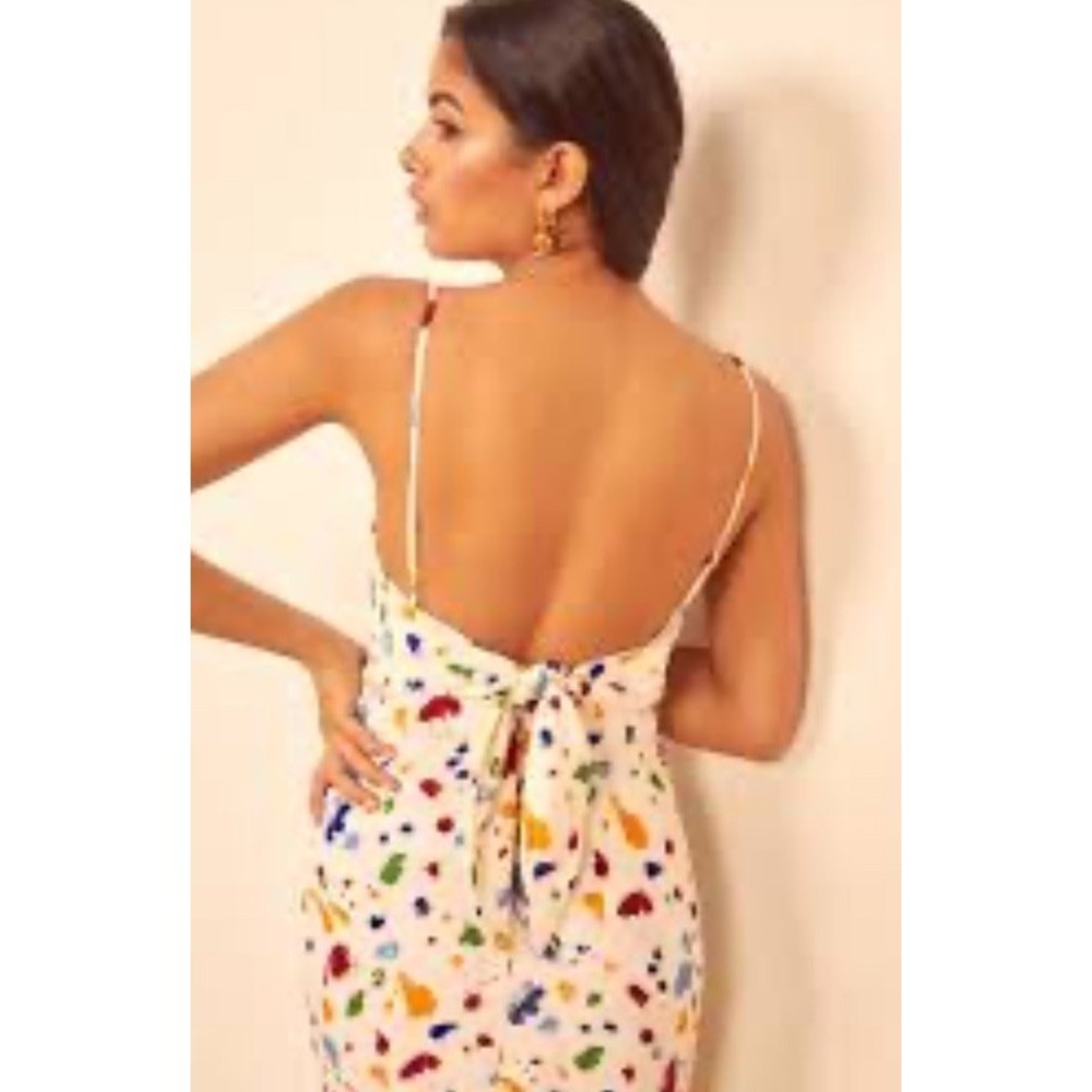 Reformation Nella Midi‎ Dress Artsy  Painted Lady  Slip Tie Back Viscose Y2K 2 S - Picture 3 of 7